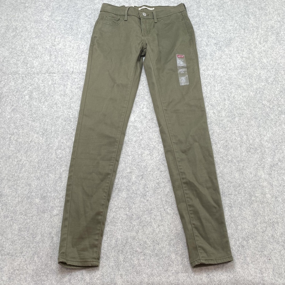 Levi's 710 Womens 2‎ Super Skinny Jeans (24x29) Green Mid Rise Stretch Denim